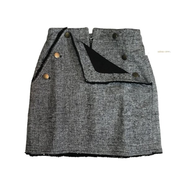 Bishop + Young Tweed Fringe Mini Skirt in Black/White - Size XS (NWT) - Picture 2 of 5
